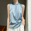 百媚生 立领无袖背心T恤修身上衣百搭打底衫半袖R-D44 商品缩略图1