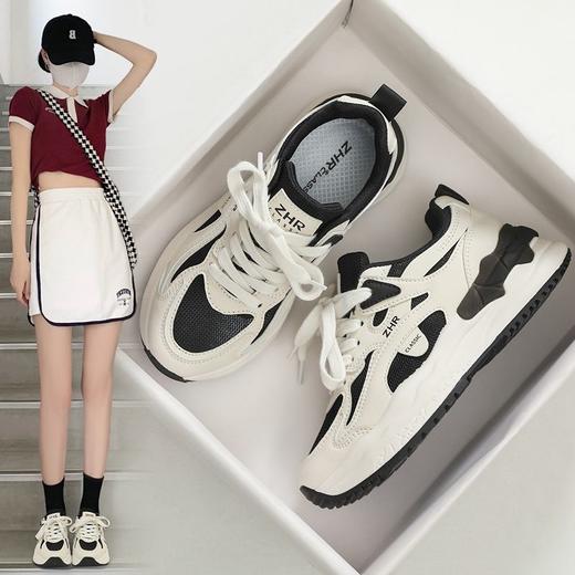 ZHR则则轻便透气网面老爹鞋女2024夏季新款增高软底休闲运动女鞋 商品图1