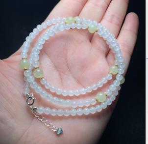 玉美人菲菲HZ#S925和田羊脂玉项链-圆珠约3+mm 商品图0