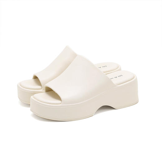 【百搭必备！坡跟松糕底拖鞋】柔软舒适鞋面 亲肤透气内里 防滑大底！脚感轻盈踩屎感，软底EVA外穿沙滩一字型拖鞋Y 商品图4