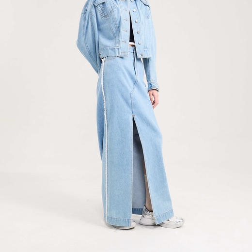 [捡漏价]lost in echo2024秋季新款高腰开衩直筒显瘦牛仔裙长裙半身裙女 商品图1