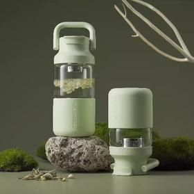 HOLOHOLO玻璃杯茶水分离家用耐高温便携水杯（抹茶650ML）