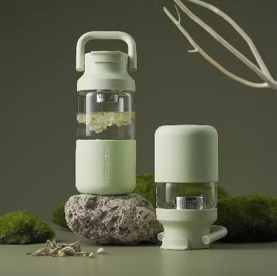 HOLOHOLO玻璃杯茶水分离家用耐高温便携水杯（抹茶650ML） 商品图0