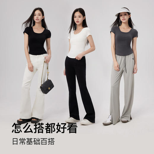 清凉一夏！RAU冰感螺纹短袖T恤带胸垫女款 BRA+t恤二合一 商品图3