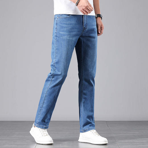 赤兔嗨购男装宽松直筒弹力不束缚牛仔裤2024年秋冬新款水洗长裤宽腿 商品图5