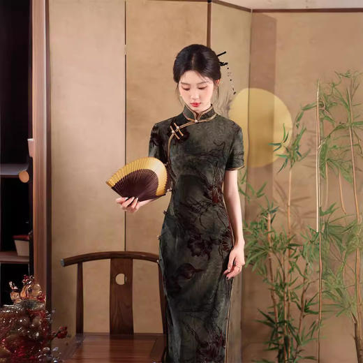 TX8357 2024夏季新款冰丝旗袍新中式国风水墨画长款旗袍高雅气质显瘦旗袍 商品图2