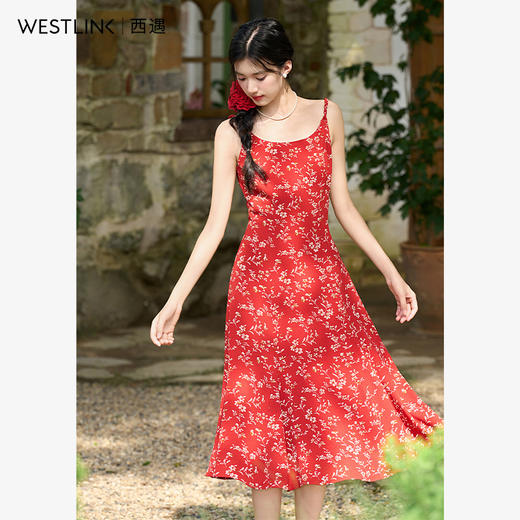 法式浪漫复古气质碎花吊带裙女夏季热情度假裙连衣裙V2341840 商品图3