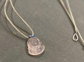 6A级粉红水晶宝宝佛编艺项链