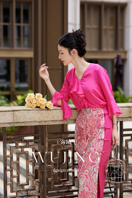 【雾境定制】粉韵祥云系列轻薄透气双绉真丝面料上衣 3204136 商品图8