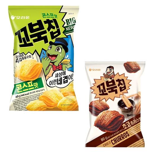 好丽友龟壳形甜玉米味/巧克力味脆片70g 四层薄片体验多层次口感 050476/050159 商品图0