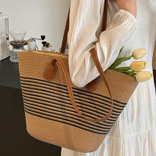 Safiya/索菲娅2024新款夏天时尚大容量托特包百搭编织女士单肩斜挎包 SF42215146 商品图0