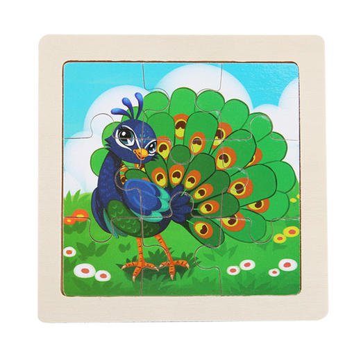 【16.8元/任选5件】儿童拼图卡通动物9片平面拼板婴幼儿早教启蒙认知木质制玩具 商品图7