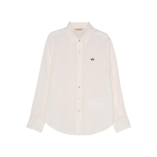 HeyDress亚麻刺绣衬衫女春秋法式宽松慵懒感衬衣通勤百搭肌理上衣 商品图4