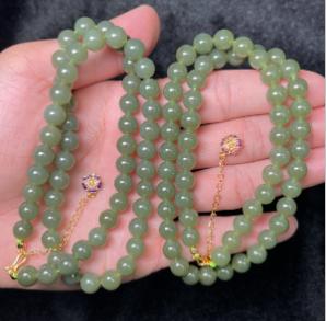 玉美人菲菲HZ#S925和田玉项链-圆珠约8mm-多样性发一 商品图0