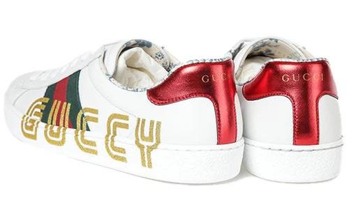 【现货特惠秒】GUCCI 古驰 男女同款金色字母Gucci印花Ace低帮运动休闲鞋 12034 商品图5