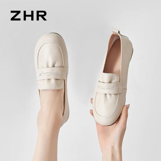 ZHR则则真皮乐福鞋软底一脚蹬单鞋女2024新款时尚百搭小皮鞋女鞋 商品图6