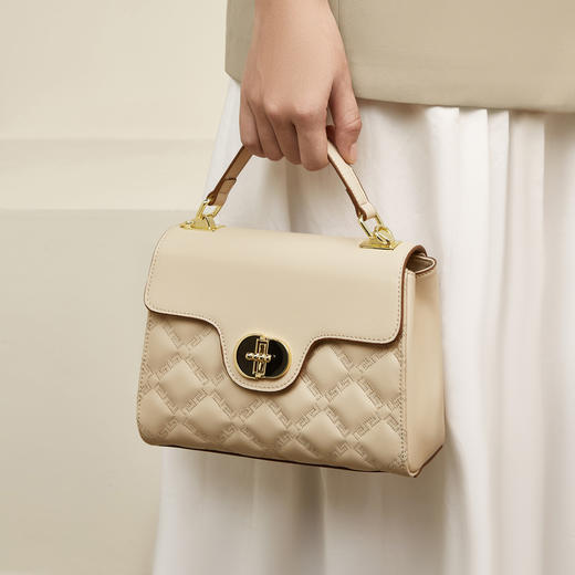 Safiya/索菲娅2024新款二层牛皮时尚小方包手机包手提单肩斜挎包女 SF42215138 商品图3