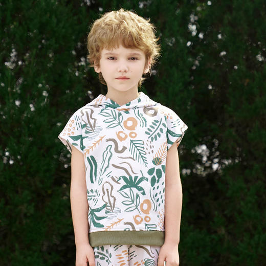 儿童套装2024夏季新款潮帅气印花短袖短裤卫衣男童休闲运动童装 商品图5