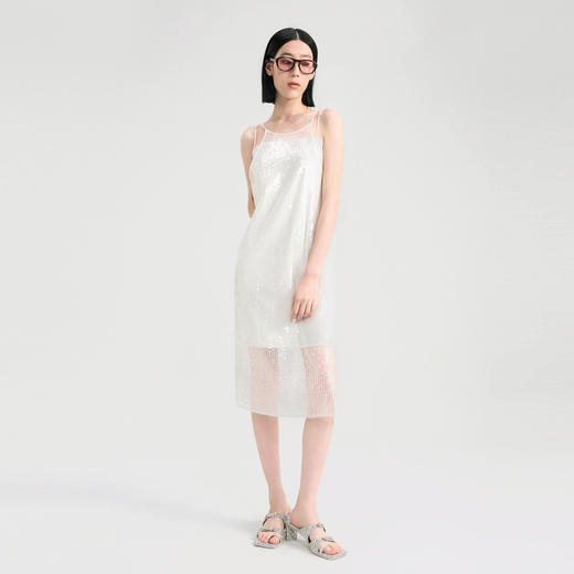 lost in echo2024夏季新款高级清冷亮片双层透视吊带裙连衣裙女 商品图2
