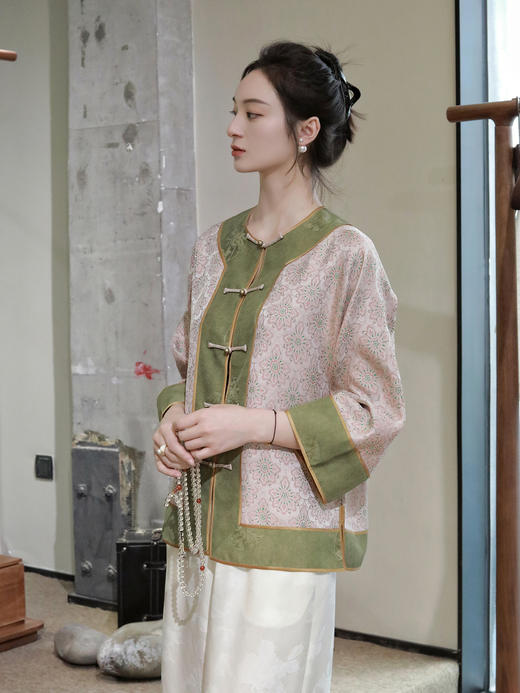 盛唐婧 |重缎真丝宋锦藻井纹对襟外套 商品图4