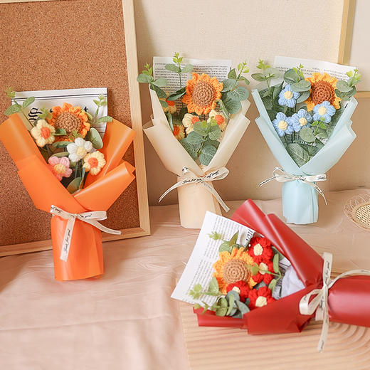 【手编花束，真爱永恒】阳光丽人眷恋向日葵，萌妹子爱上编织花束。闺蜜必买的手工永生花，为你的七夕增一份温馨。七夕情人节礼物 商品图3