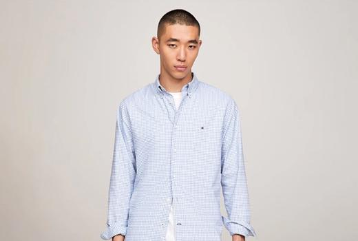 TOMMY 长袖衬衫男  MW33763-0MT 蓝白格纹. 商品图0