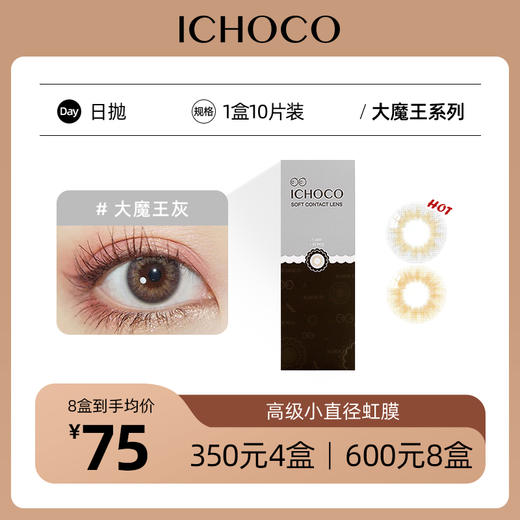 ICHOCO大魔王日抛 | 韩国进口镇店爆款 着色直径12.0mm 棕灰两色10片装 商品图0