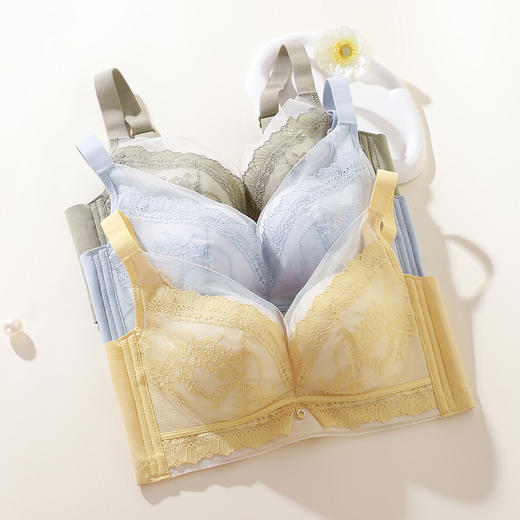 【聚拢显大】熳洁儿 性感蕾丝文胸聚拢显大菠萝杯透气无钢圈收副乳24761505 商品图7