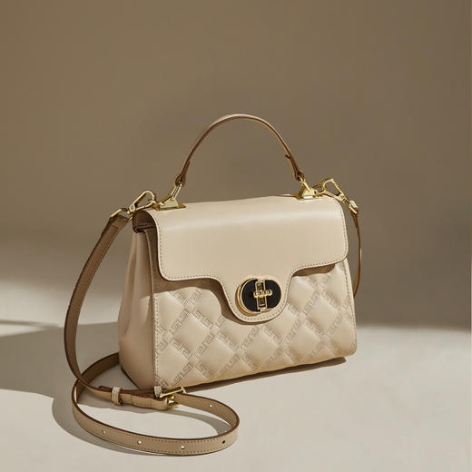 Safiya/索菲娅2024新款二层牛皮时尚小方包手机包手提单肩斜挎包女 SF42215138 商品图8