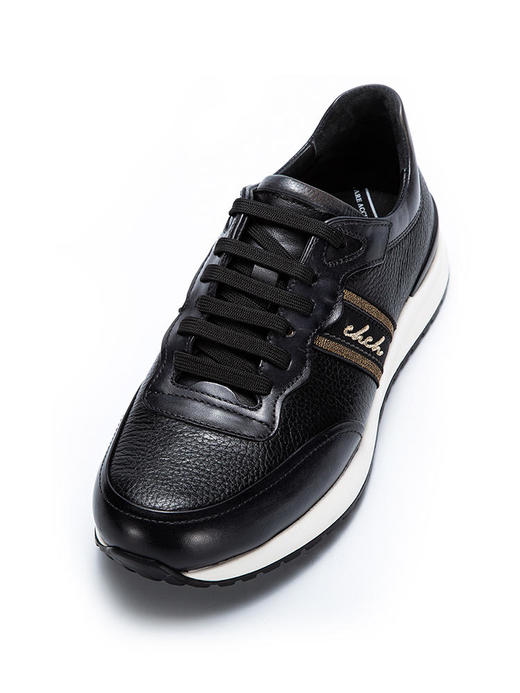 CHCH新款男士休闲男鞋黑色鹿皮拼接牛皮革经典舒适 商品图7