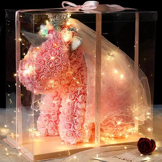 PE泡沫花熊情人节礼物送女生创意玫瑰花独角兽永生花独角兽七夕圣诞情人节送女友礼物 商品图0