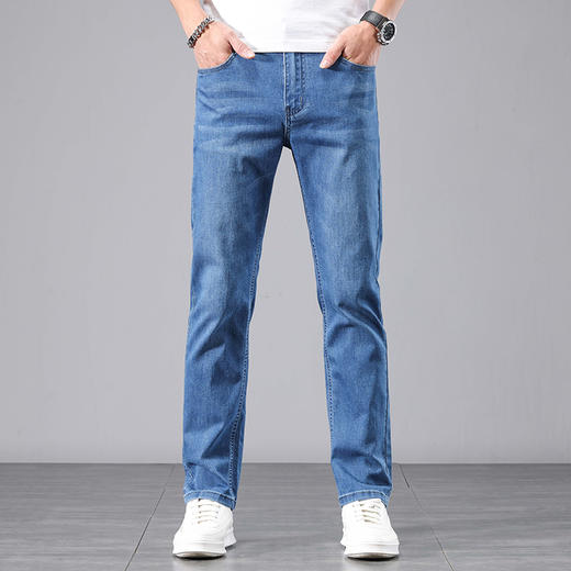 赤兔嗨购男装宽松直筒弹力不束缚牛仔裤2024年秋冬新款水洗长裤宽腿 商品图1