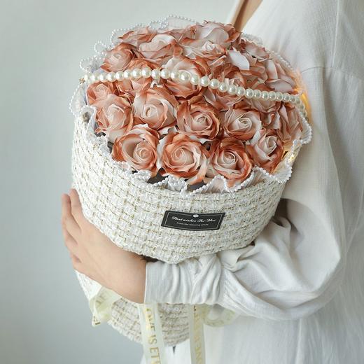 【送花永不过时！法式超美小香风花束】21朵小香风碎冰蓝玫瑰花束，可爱毛绒手捧玫瑰仿真花，送女友朋友闺蜜老婆，香皂永生干花多种颜色可选，520礼物七夕情人节常备！ 商品图3