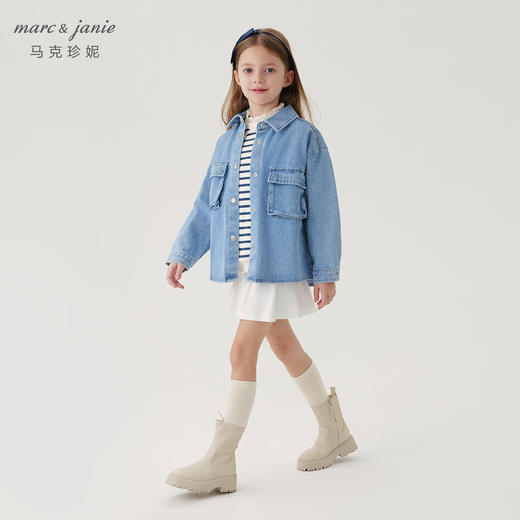 马克珍妮男童大口袋牛仔外套儿童纯棉宽松百搭牛仔衬衫春款240038 商品图2