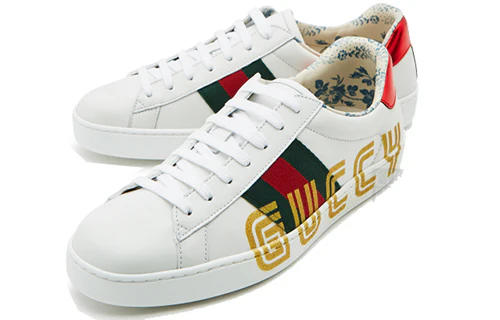 【现货特惠秒】GUCCI 古驰 男女同款金色字母Gucci印花Ace低帮运动休闲鞋 12034 商品图4
