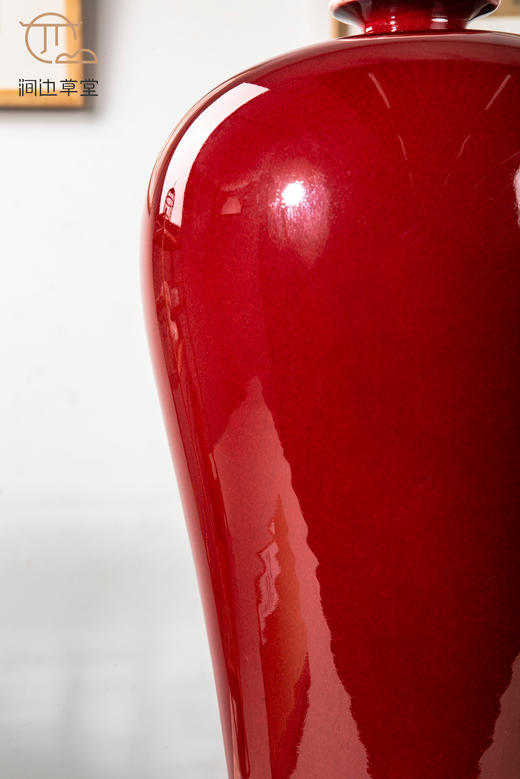 纯手工拉坯大尺寸祭红梅瓶（配高档锦盒） 商品图5