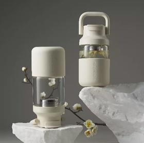 HOLOHOLO玻璃杯茶水分离家用耐高温便携水杯（白茶650ML）