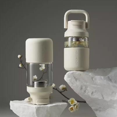 HOLOHOLO玻璃杯茶水分离家用耐高温便携水杯（白茶650ML） 商品图0