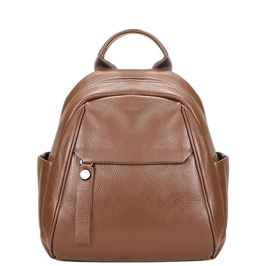 雀说 头层牛皮双肩包真皮大容量荔枝纹通勤包女背包1667 商品图7