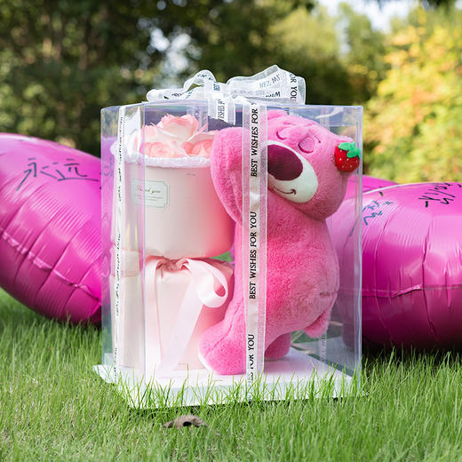 【七夕送熊抱桶，爱意满满】女生玩偶熊承载深情厚意，抱抱桶花寓意友情长存。心存善念的你，这份实用永生花花束能为自己或她带来无尽好运！ 商品图3