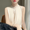 百媚生 立领无袖背心T恤修身上衣百搭打底衫半袖R-D44 商品缩略图3