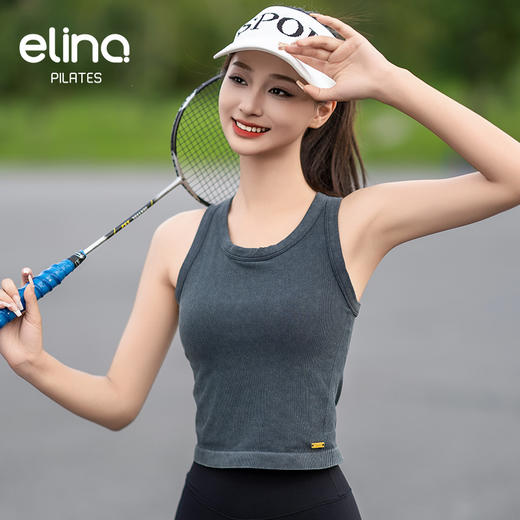 elina一恋水洗牛仔风瑜伽背心 EML3864 商品图8