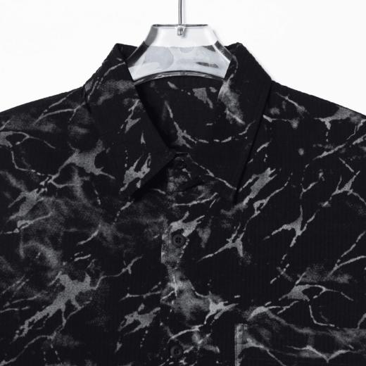 Z232712国风泼墨扎染长袖宽松情侣衬衣休闲复古美式衬衫男女上衣 商品图2