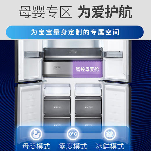 夏普超薄零嵌入式冰箱变温智控母婴舱十字四门一级能效家用电冰箱BCD-516WFNK-W BCD-516WFNK-H暮云灰 516L 商品图3