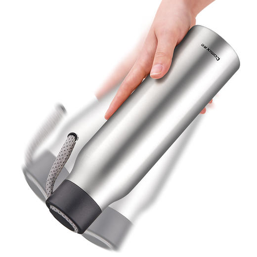 齐心便携式保温杯LC-509  黑/银色600ml 商品图2