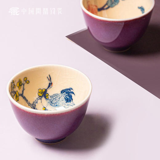 问鼎钧瓷鹅黄青花花铃杯（双骄）（秋鹤吟） 商品图1