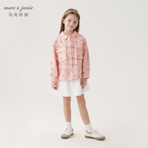 马克珍妮女童碎花满印牛仔外套儿童百搭大口袋上衣春款新品240060 商品图1