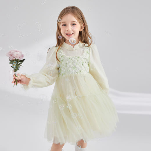 笛莎Deesha 童装女童连衣裙2024秋季新款儿童新中式裙 商品图0