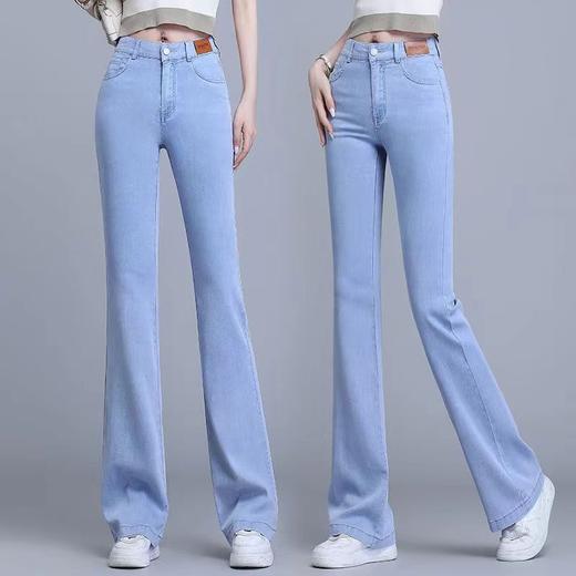 百媚生 天丝微喇牛仔裤女夏季薄款裤子高腰冰丝喇叭裤女9950 商品图2