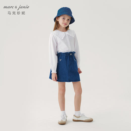 马克珍妮春装新款 女童纯棉花边领衬衫 儿童衬衣230360 商品图1